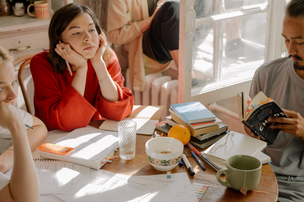 Group of students studying at a table