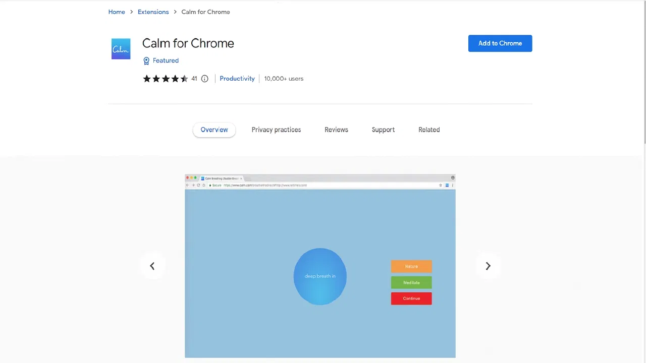 calm extension google