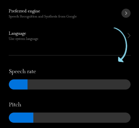 Tap on 'Speech rate'