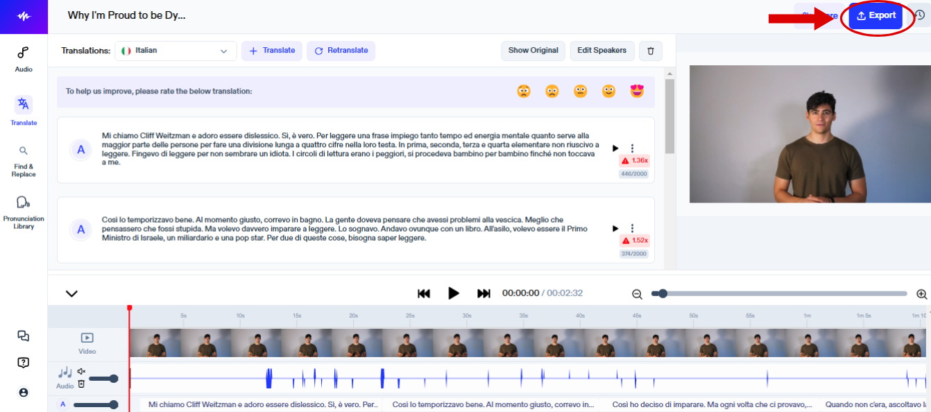 How to Dub a Video in Italian Using AI Voices | Speechify, image size:1342x594
