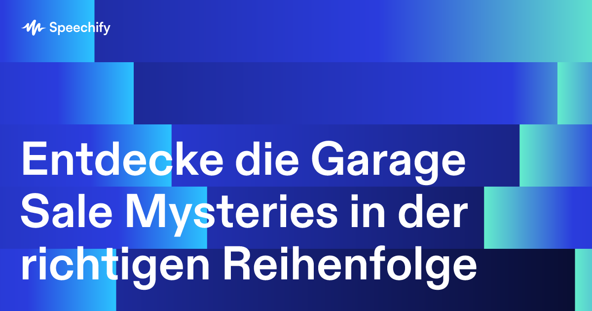 Entdecke die Garage Sale Mysteries in der richtigen Reihenfolge