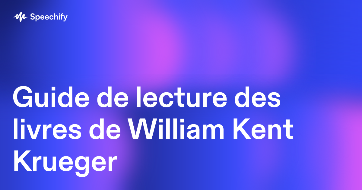 Guide de lecture des livres de William Kent Krueger