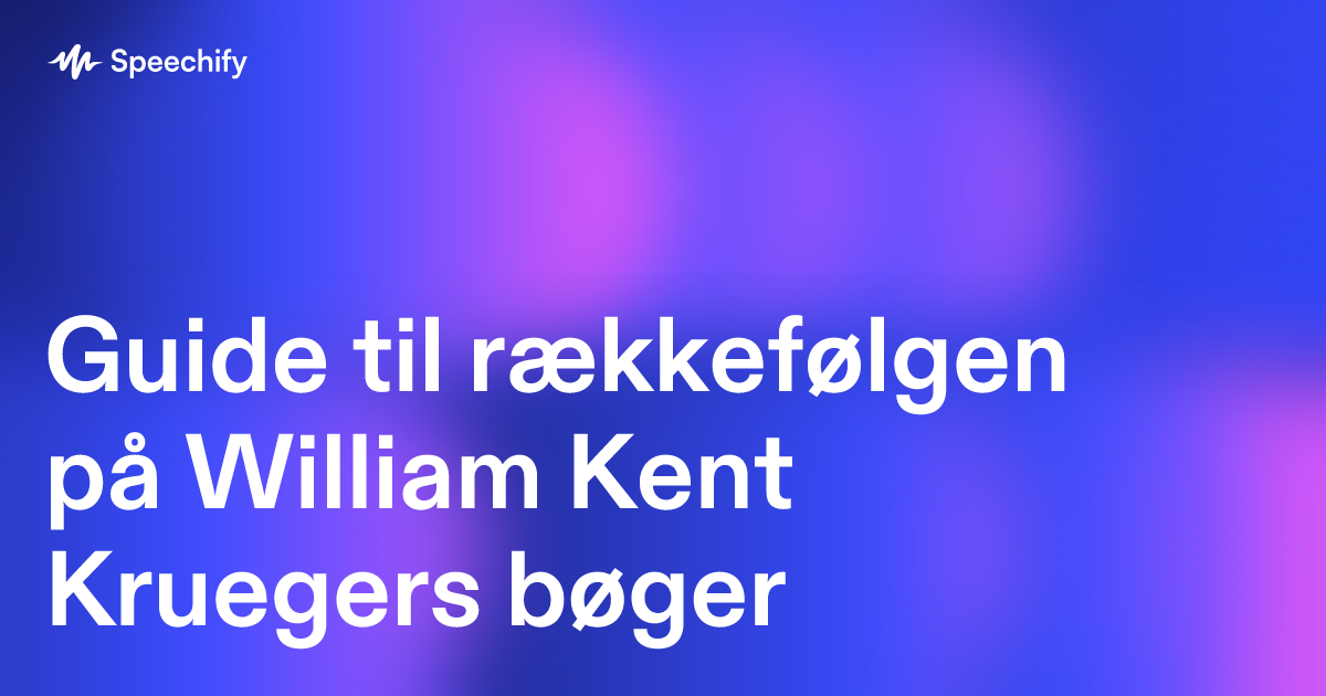 Guide til rækkefølgen på William Kent Kruegers bøger