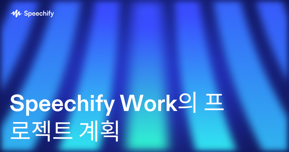 Speechify Work의 프로젝트 계획