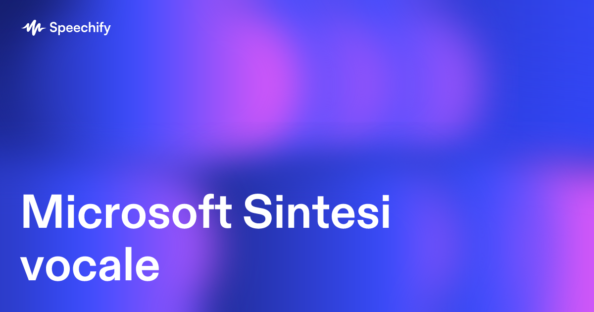 Microsoft Sintesi vocale