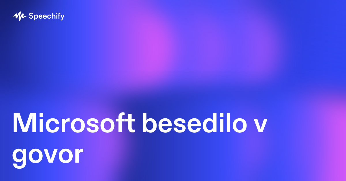 Microsoft besedilo v govor