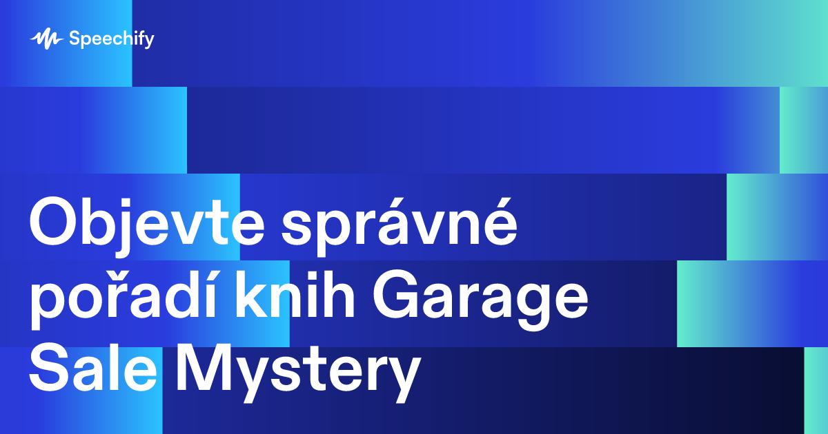 Objevte správné pořadí knih Garage Sale Mystery