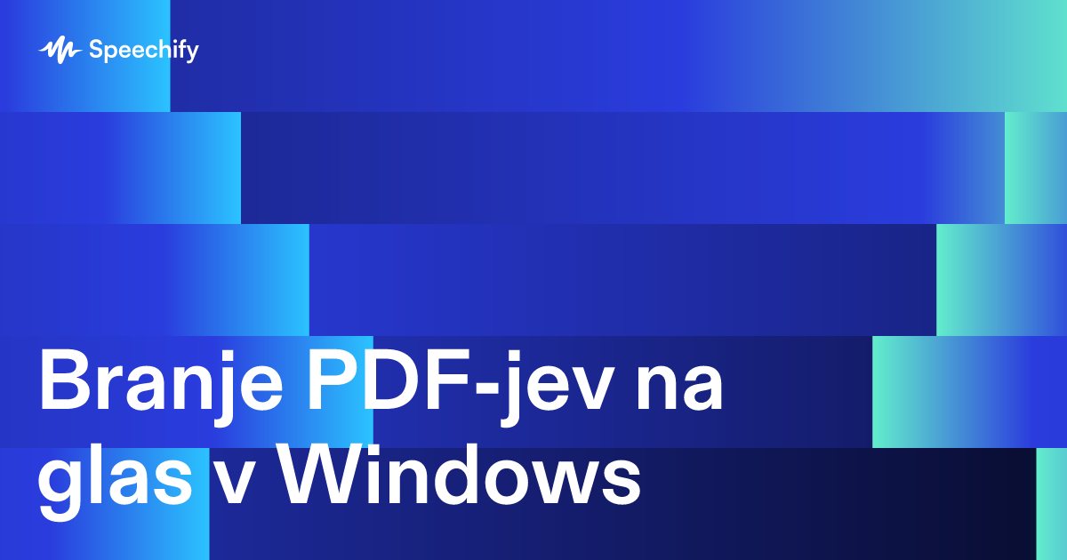 Branje PDF-jev na glas v Windows
