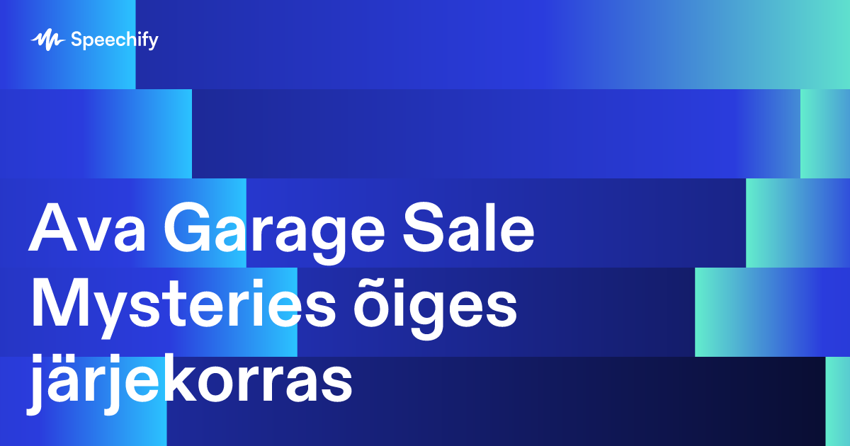 Ava Garage Sale Mysteries õiges järjekorras