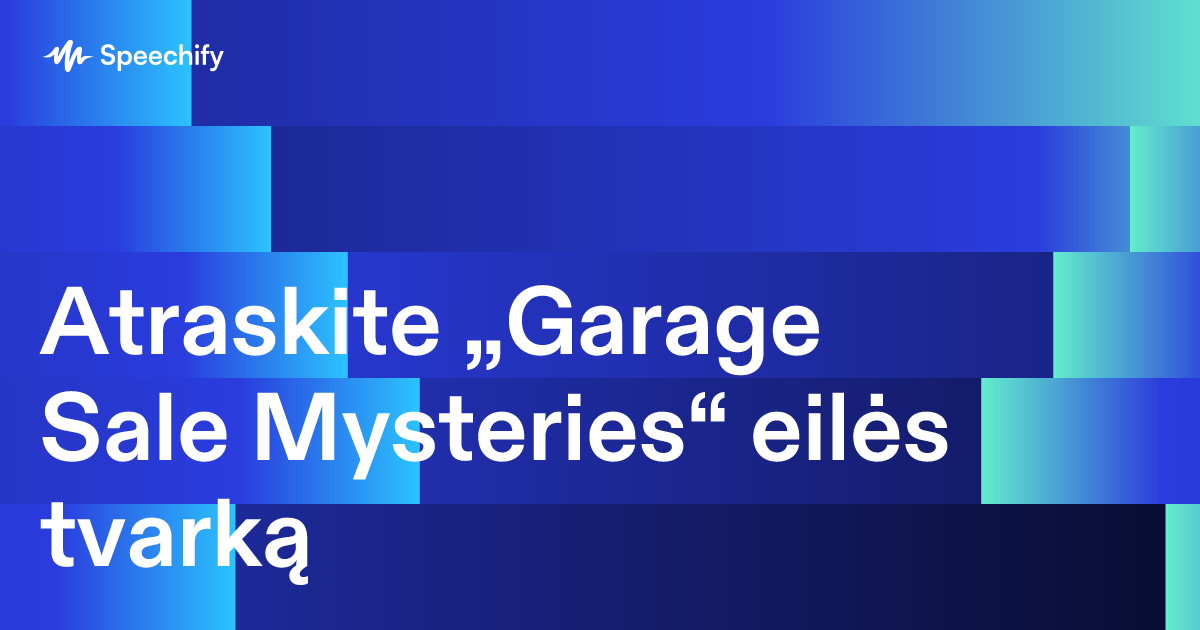 Atraskite „Garage Sale Mysteries“ eilės tvarką