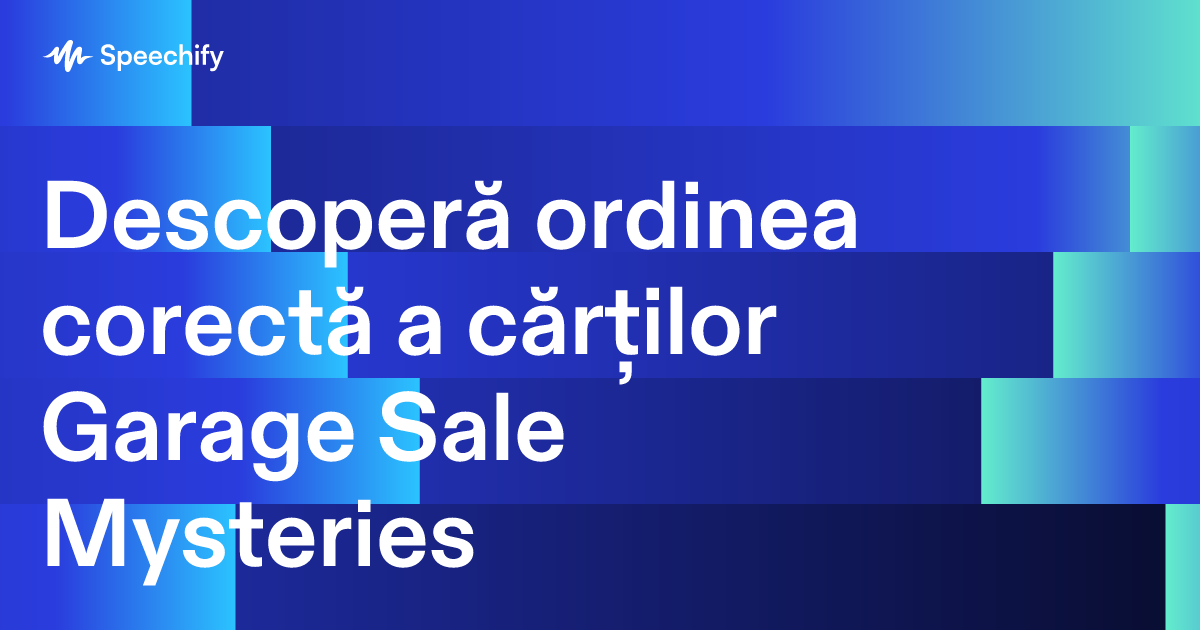 Descoperă ordinea corectă a cărților Garage Sale Mysteries