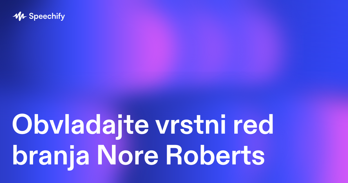 Obvladajte vrstni red branja Nore Roberts