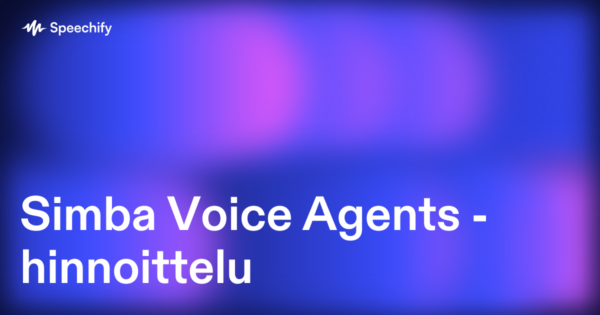 Simba Voice Agents -hinnoittelu