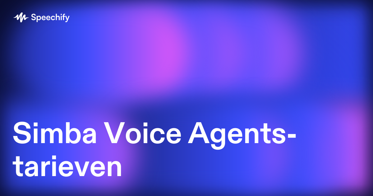 Simba Voice Agents-tarieven