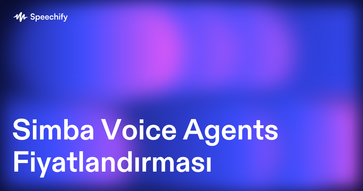 Simba Voice Agents Fiyatlandırması