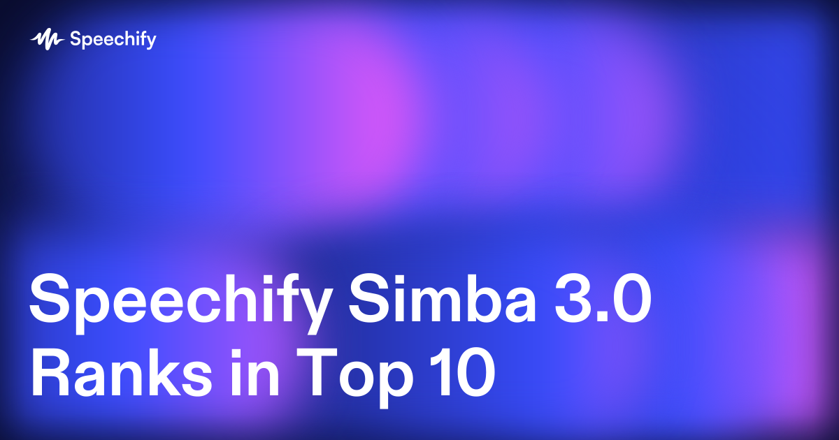 Speechify Simba 3.0 Ranks in Top 10