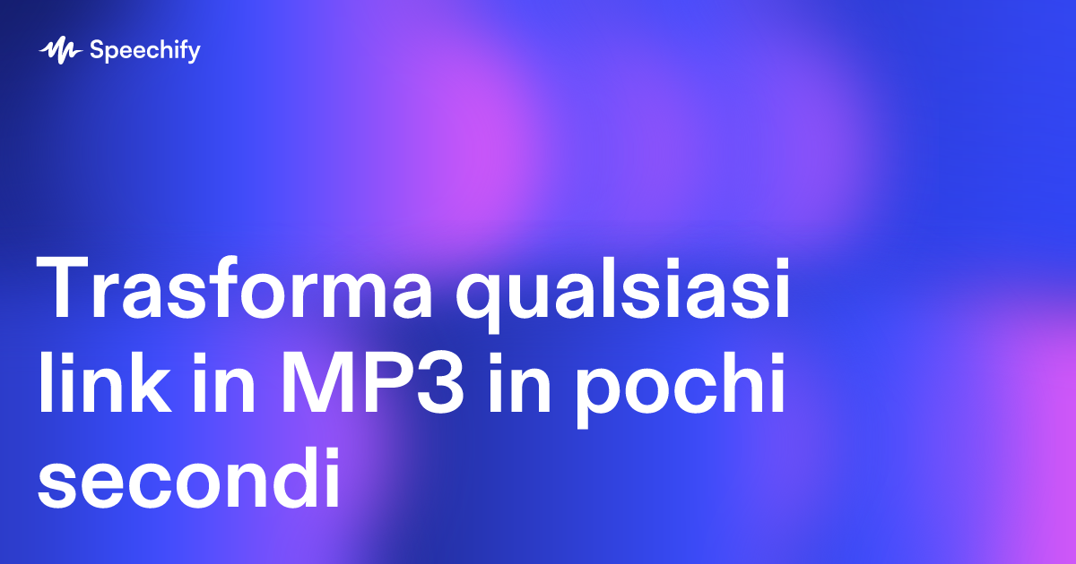 Trasforma qualsiasi link in MP3 in pochi secondi