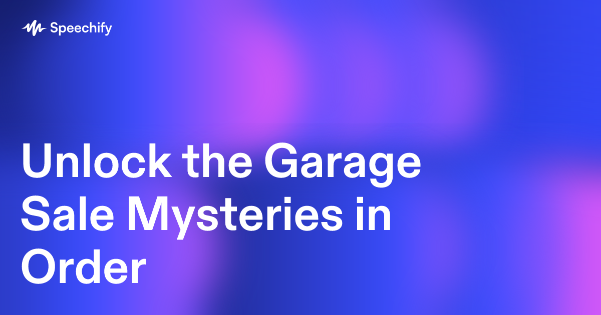 Unlock the Garage Sale Mysteries in Order