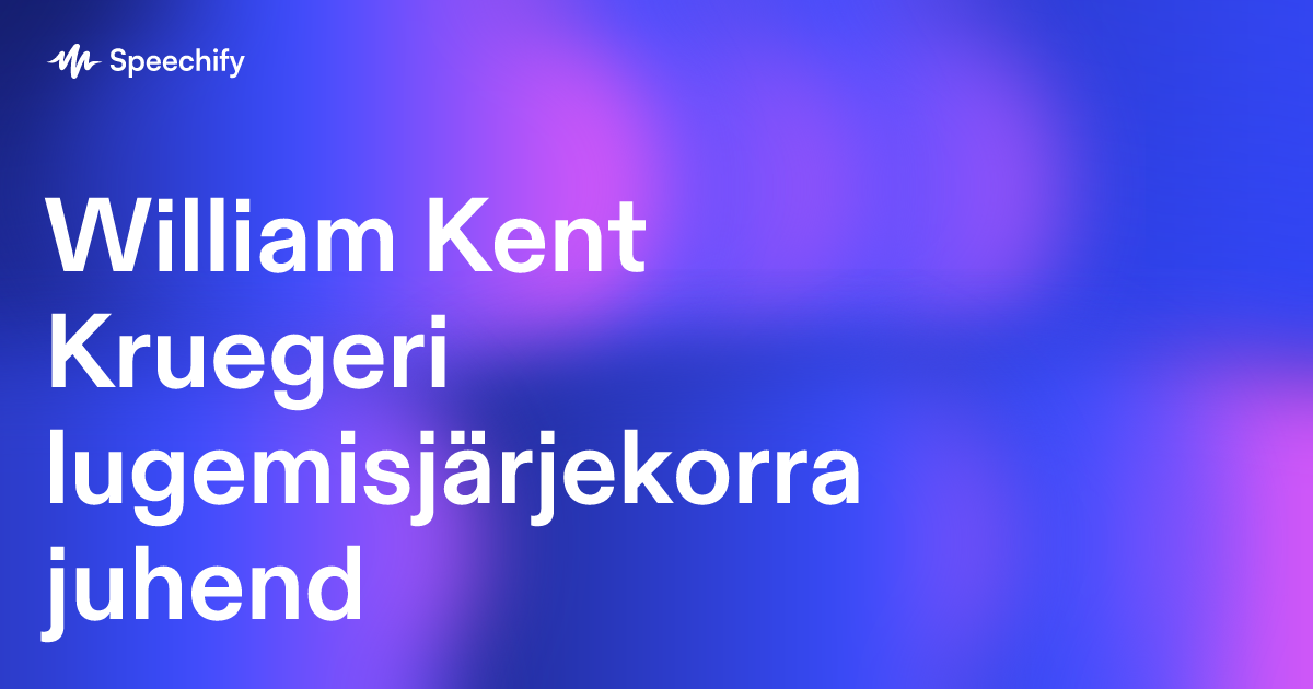 William Kent Kruegeri lugemisjärjekorra juhend