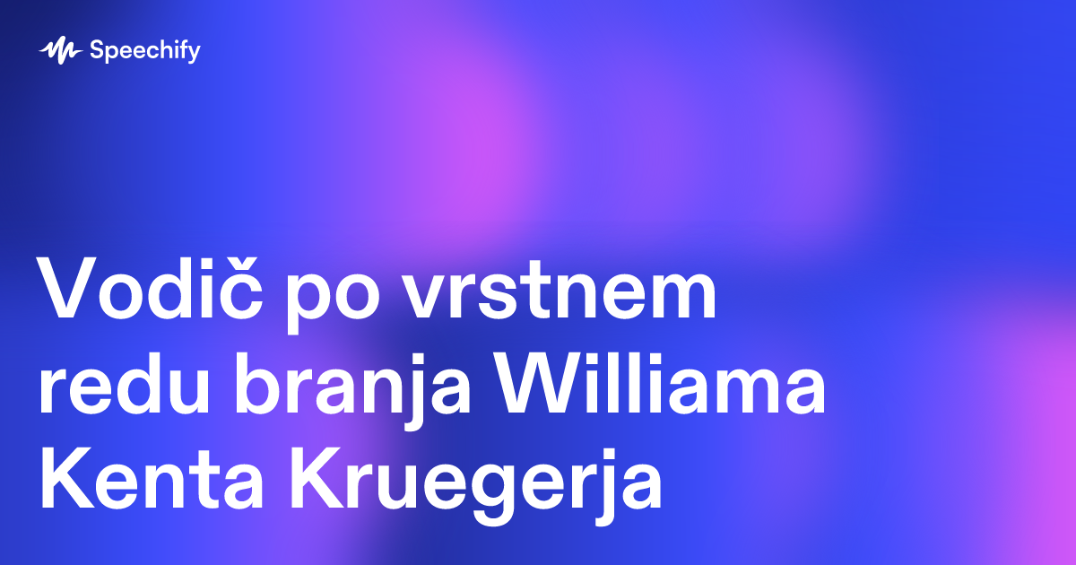 Vodič po vrstnem redu branja Williama Kenta Kruegerja