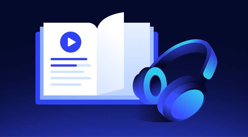 book and headphone illustration