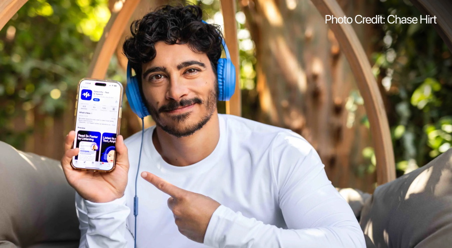 cliff wearing headphones