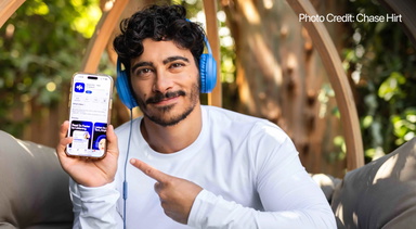 cliff wearing headphones