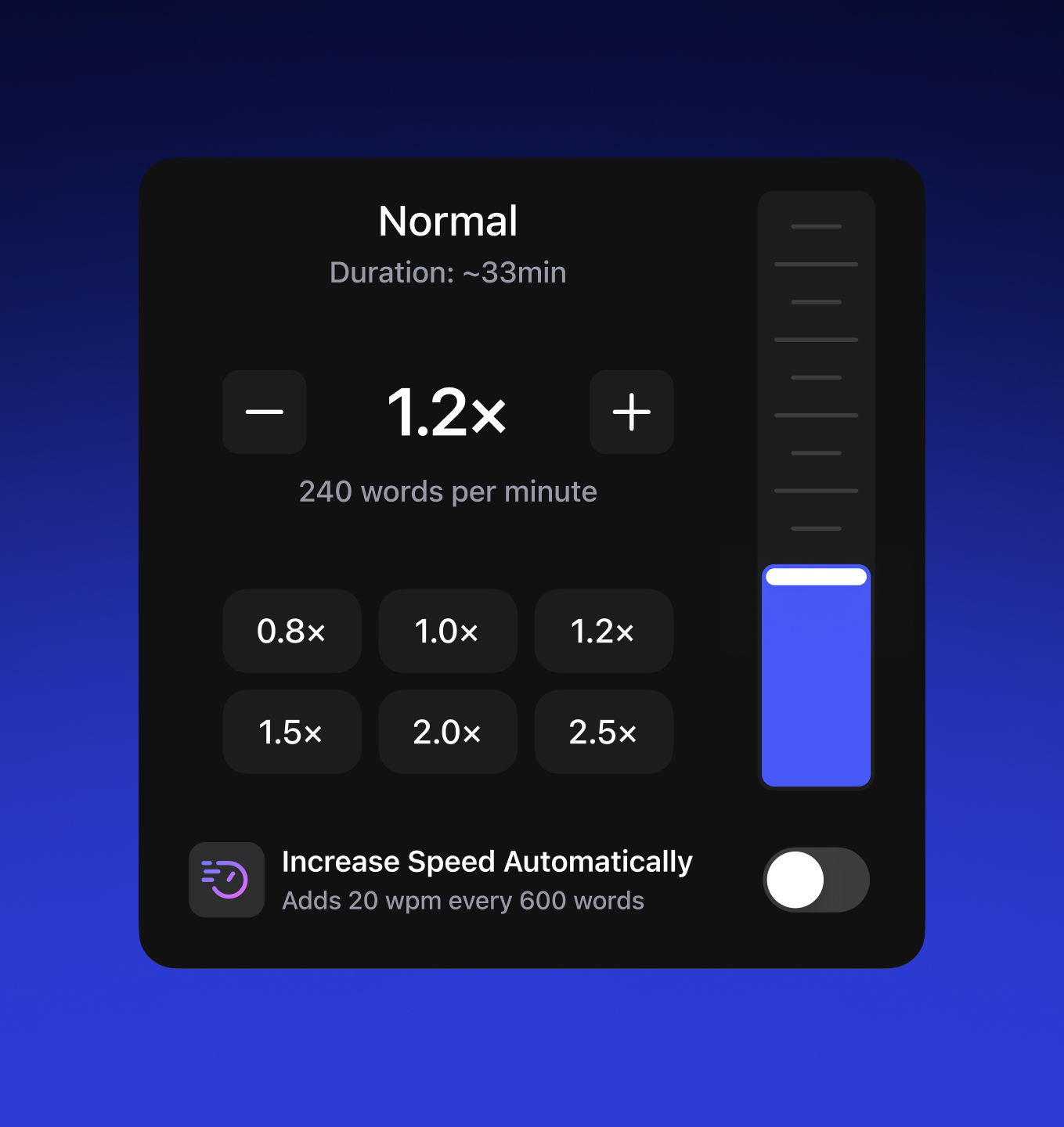 adjust listening speed upto 4x