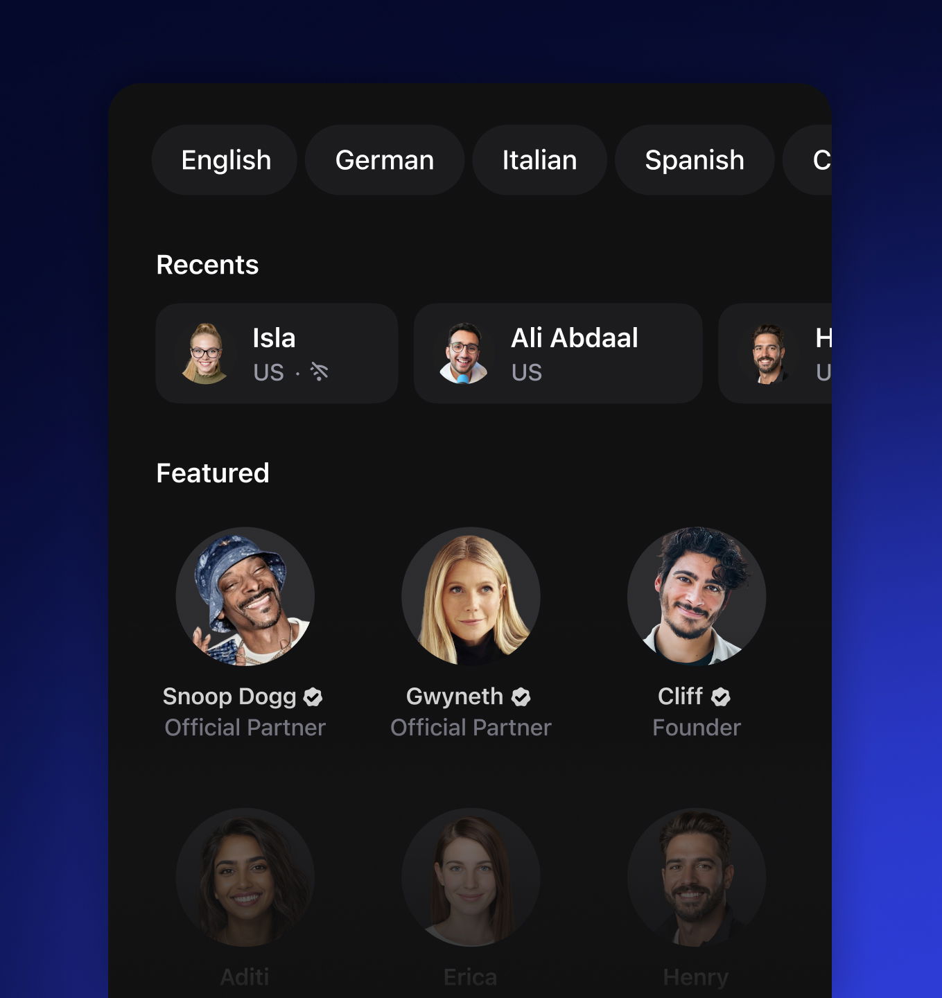200+ voices to select from