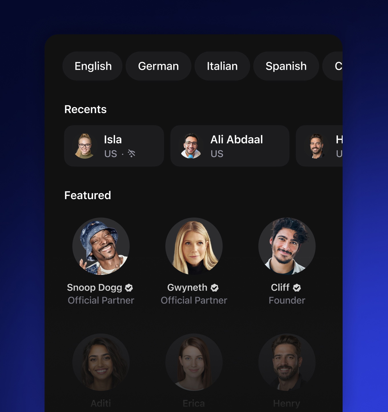 200+ voices to select from