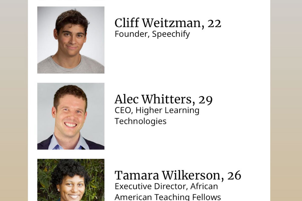 Forbes 30 under 30 Cliff Weitzman screenshot