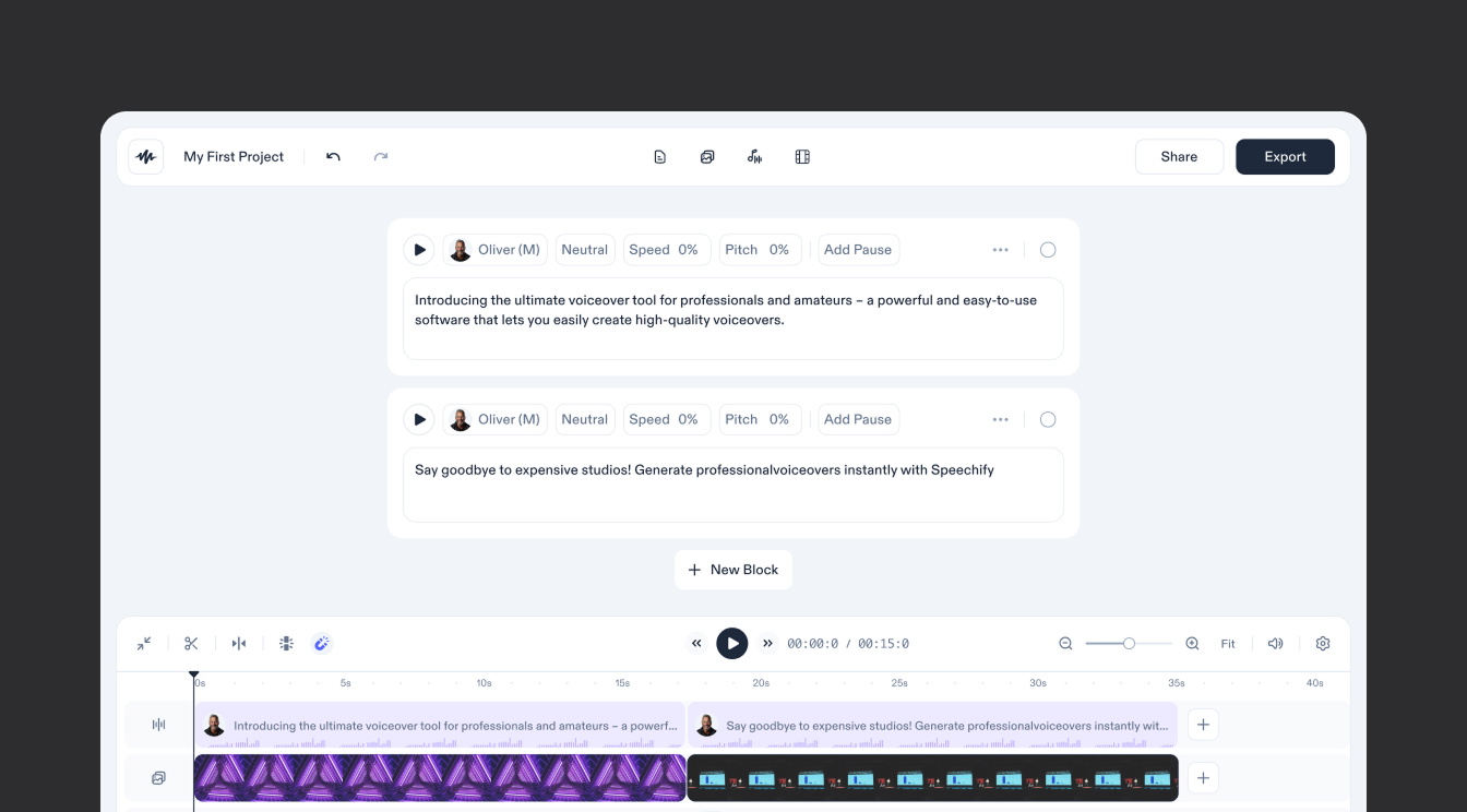 speechify studio screenshot