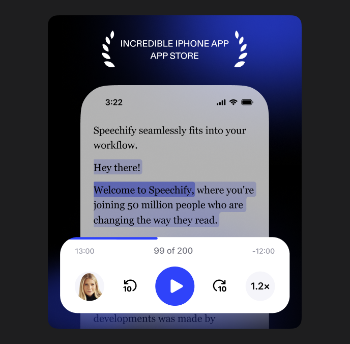 Speechify recognized as Incredible iPhone App