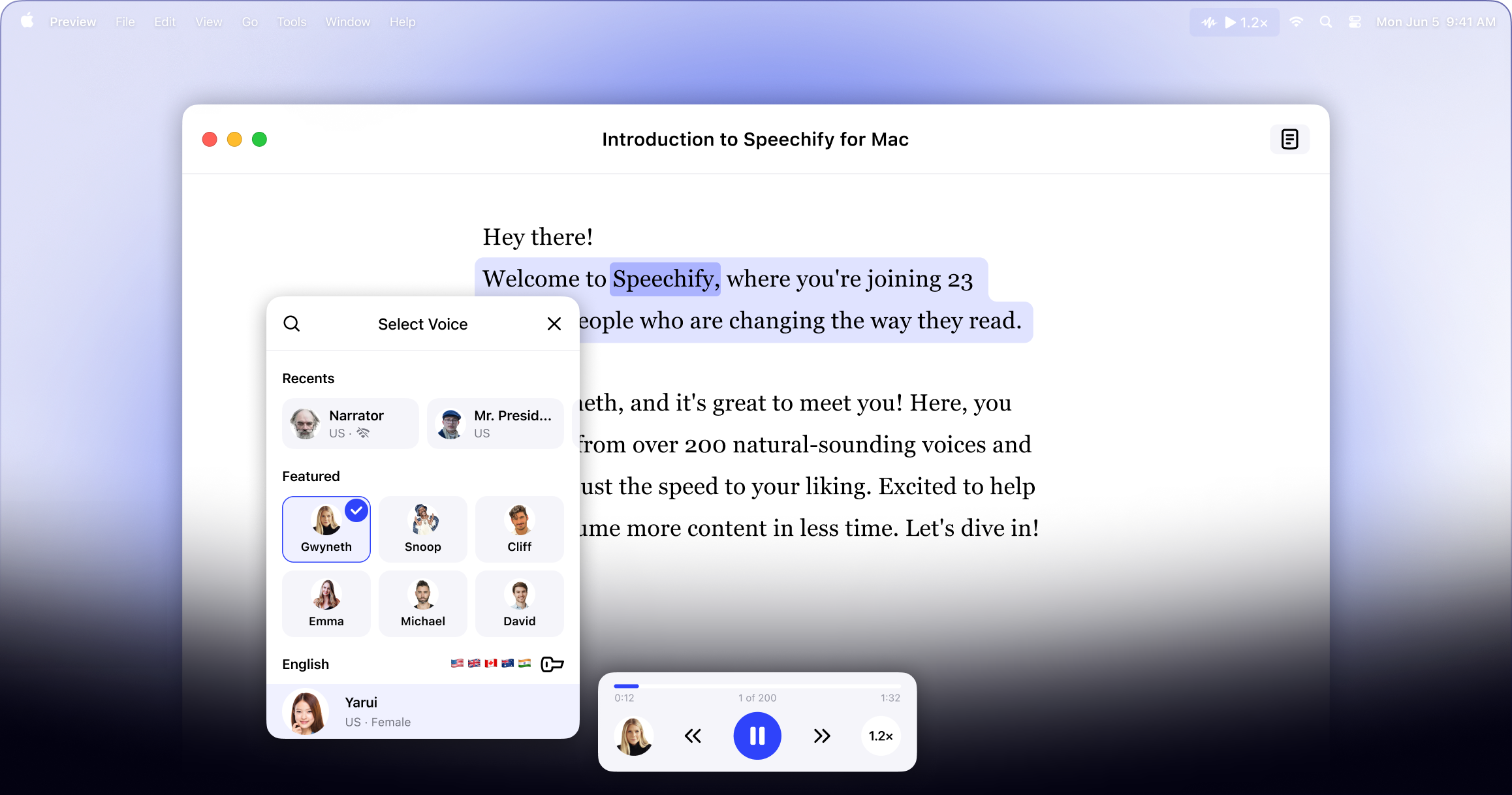 Speechify for Mac