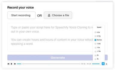 speed takes voice cloning