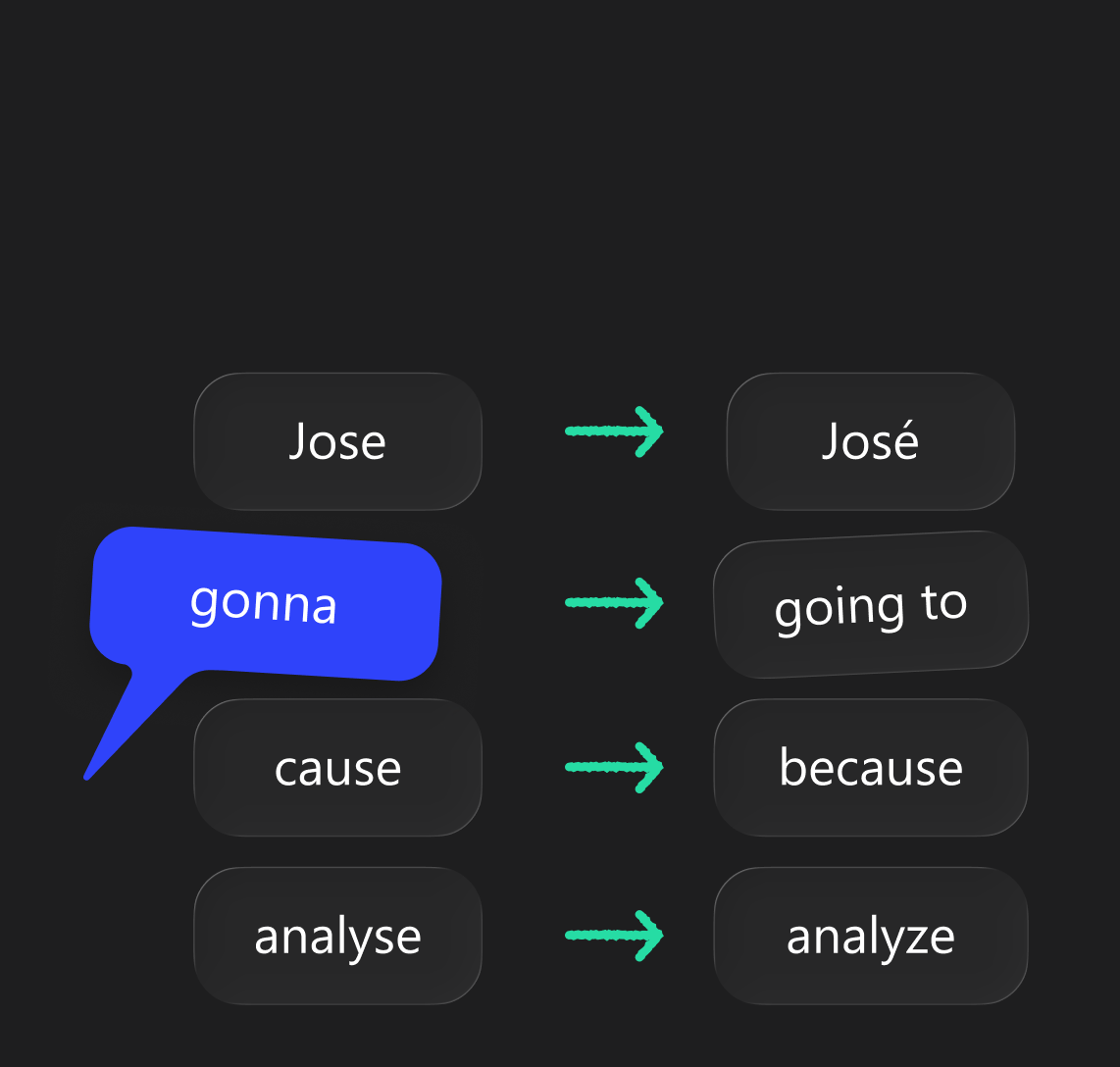 voice typing feature personal dictionary